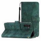 For Samsung Galaxy A56 5G Skin-feel Embossed Butterfly Leather Phone Case(Green) - 1
