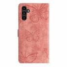 For Samsung Galaxy A56 5G Skin-feel Embossed Butterfly Leather Phone Case(Pink) - 3