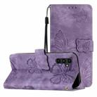 For Samsung Galaxy A56 5G Skin-feel Embossed Butterfly Leather Phone Case(Purple) - 1