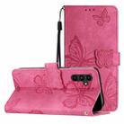 For Samsung Galaxy A16 4G / 5G Skin-feel Embossed Butterfly Leather Phone Case(Rose Red) - 1