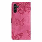 For Samsung Galaxy A16 4G / 5G Skin-feel Embossed Butterfly Leather Phone Case(Rose Red) - 3