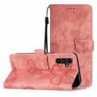 For Samsung Galaxy A16 4G / 5G Skin-feel Embossed Butterfly Leather Phone Case(Pink) - 1