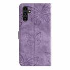 For Samsung Galaxy A16 4G / 5G Skin-feel Embossed Butterfly Leather Phone Case(Purple) - 3