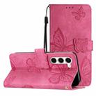 For Samsung Galaxy S25 5G Skin-feel Embossed Butterfly Leather Phone Case(Rose Red) - 1