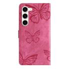 For Samsung Galaxy S25 5G Skin-feel Embossed Butterfly Leather Phone Case(Rose Red) - 3