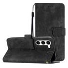 For Samsung Galaxy S25+ 5G Skin-feel Embossed Butterfly Leather Phone Case(Black) - 1