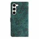 For Samsung Galaxy S25+ 5G Skin-feel Embossed Butterfly Leather Phone Case(Green) - 3