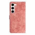 For Samsung Galaxy S25+ 5G Skin-feel Embossed Butterfly Leather Phone Case(Pink) - 3