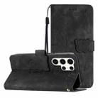 For Samsung Galaxy S25 Ultra 5G Skin-feel Embossed Butterfly Leather Phone Case(Black) - 1
