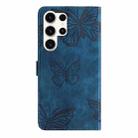 For Samsung Galaxy S25 Ultra 5G Skin-feel Embossed Butterfly Leather Phone Case(Blue) - 3