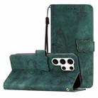 For Samsung Galaxy S25 Ultra 5G Skin-feel Embossed Butterfly Leather Phone Case(Green) - 1