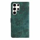 For Samsung Galaxy S25 Ultra 5G Skin-feel Embossed Butterfly Leather Phone Case(Green) - 3