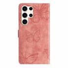 For Samsung Galaxy S25 Ultra 5G Skin-feel Embossed Butterfly Leather Phone Case(Pink) - 3