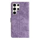 For Samsung Galaxy S25 Ultra 5G Skin-feel Embossed Butterfly Leather Phone Case(Purple) - 3