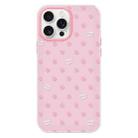 For iPhone 16 Pro Max Skin Feeling Jelly TPU Hybrid PC Phone Case(Polka Dot Pink) - 1