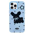 For iPhone 16 Pro Max Skin Feeling Jelly TPU Hybrid PC Phone Case(Little Black Dog Blue) - 1