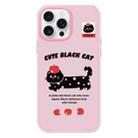 For iPhone 16 Pro Skin Feeling Jelly TPU Hybrid PC Phone Case(Apple Black Cat Pink) - 1