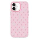 For iPhone 16 Plus Skin Feeling Jelly TPU Hybrid PC Phone Case(Polka Dot Pink) - 1