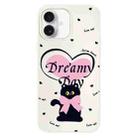 For iPhone 16 Plus Skin Feeling Jelly TPU Hybrid PC Phone Case(Love Cat White) - 1