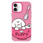 For iPhone 16 Plus Skin Feeling Jelly TPU Hybrid PC Phone Case(A Bowl of Puppy Pink) - 1