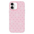 For iPhone 16 Skin Feeling Jelly TPU Hybrid PC Phone Case(Polka Dot Pink) - 1