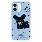 For iPhone 16 Skin Feeling Jelly TPU Hybrid PC Phone Case(Little Black Dog Blue) - 1