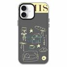 For iPhone 16 Skin Feeling Jelly TPU Hybrid PC Phone Case(Shop Line Draft Black) - 1