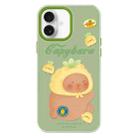 For iPhone 16 Skin Feeling Jelly TPU Hybrid PC Phone Case(Pineapple Capybara Green) - 1