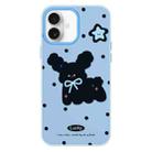 For iPhone 15 Pro Max Skin Feeling Jelly TPU Hybrid PC Phone Case(Little Black Dog Blue) - 1