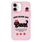 For iPhone 15 Pro Max Skin Feeling Jelly TPU Hybrid PC Phone Case(Apple Black Cat Pink) - 1