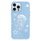 For iPhone 15 Pro Max Skin Feeling Jelly TPU Hybrid PC Phone Case(Blue Jellyfish) - 1