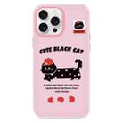 For iPhone 15 Pro Skin Feeling Jelly TPU Hybrid PC Phone Case(Apple Black Cat Pink) - 1