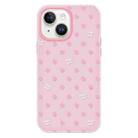 For iPhone 15 Plus Skin Feeling Jelly TPU Hybrid PC Phone Case(Polka Dot Pink) - 1