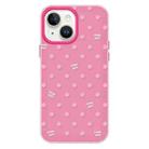 For iPhone 15 Plus Skin Feeling Jelly TPU Hybrid PC Phone Case(Polka Dot Rose Red) - 1