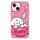 For iPhone 15 Plus Skin Feeling Jelly TPU Hybrid PC Phone Case(A Bowl of Puppy Pink) - 1