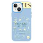 For iPhone 15 Plus Skin Feeling Jelly TPU Hybrid PC Phone Case(Shop Line Draft Blue) - 1