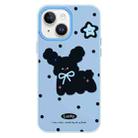 For iPhone 15 Skin Feeling Jelly TPU Hybrid PC Phone Case(Little Black Dog Blue) - 1