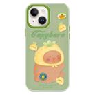 For iPhone 15 Skin Feeling Jelly TPU Hybrid PC Phone Case(Pineapple Capybara Green) - 1