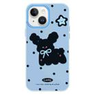 For iPhone 14 Plus Skin Feeling Jelly TPU Hybrid PC Phone Case(Little Black Dog Blue) - 1