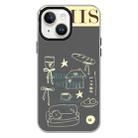 For iPhone 14 Skin Feeling Jelly TPU Hybrid PC Phone Case(Shop Line Draft Black) - 1