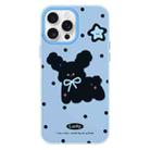 For iPhone 14 Pro Max Skin Feeling Jelly TPU Hybrid PC Phone Case(Little Black Dog Blue) - 1