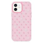 For iPhone 12 Skin Feeling Jelly TPU Hybrid PC Phone Case(Polka Dot Pink) - 1