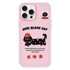 For iPhone 11 Pro Max Skin Feeling Jelly TPU Hybrid PC Phone Case(Apple Black Cat Pink) - 1