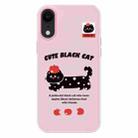 For iPhone XR Skin Feeling Jelly TPU Hybrid PC Phone Case(Apple Black Cat Pink) - 1