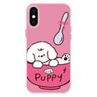 For iPhone XS Max Skin Feeling Jelly TPU Hybrid PC Phone Case(A Bowl of Puppy Pink) - 1