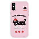 For iPhone XS Max Skin Feeling Jelly TPU Hybrid PC Phone Case(Apple Black Cat Pink) - 1