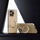 For iPhone 16 Pro Max Plain Leather MagSafe Holder Phone Case(Gold) - 1