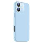 For iPhone 16 Nano Lens Cover Liquid Silicone Phone Case(Light Blue) - 2