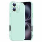 For iPhone 16 Nano Lens Cover Liquid Silicone Phone Case(Light Cyan) - 1