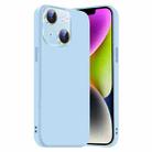 For iPhone 14 Nano Lens Cover Liquid Silicone Phone Case(Light Blue) - 1